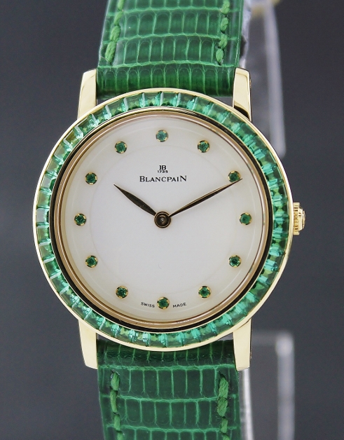 (image for) A BLANCPAIN 18K MANUAL WINDING ORIGINAL EMERALD BEZEL WATCH / NO 1